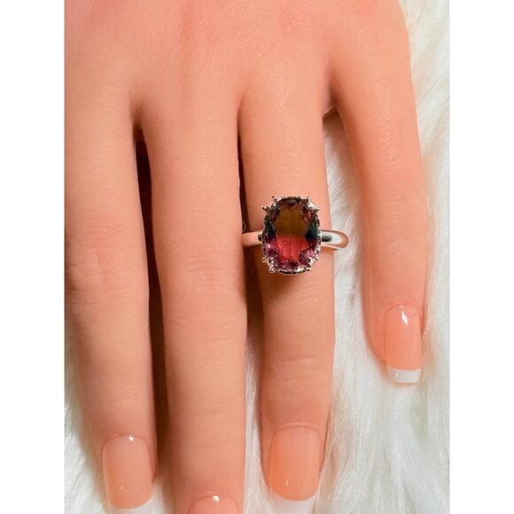 Watermelon Colored Stone Rin - Picture 7 of 9